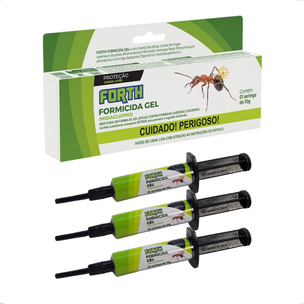 Kit 3 Formicida Gel Mata Formiga Caseira Doceira Faraó Fantasma Formigão 10g bisnaga Forth Jardim