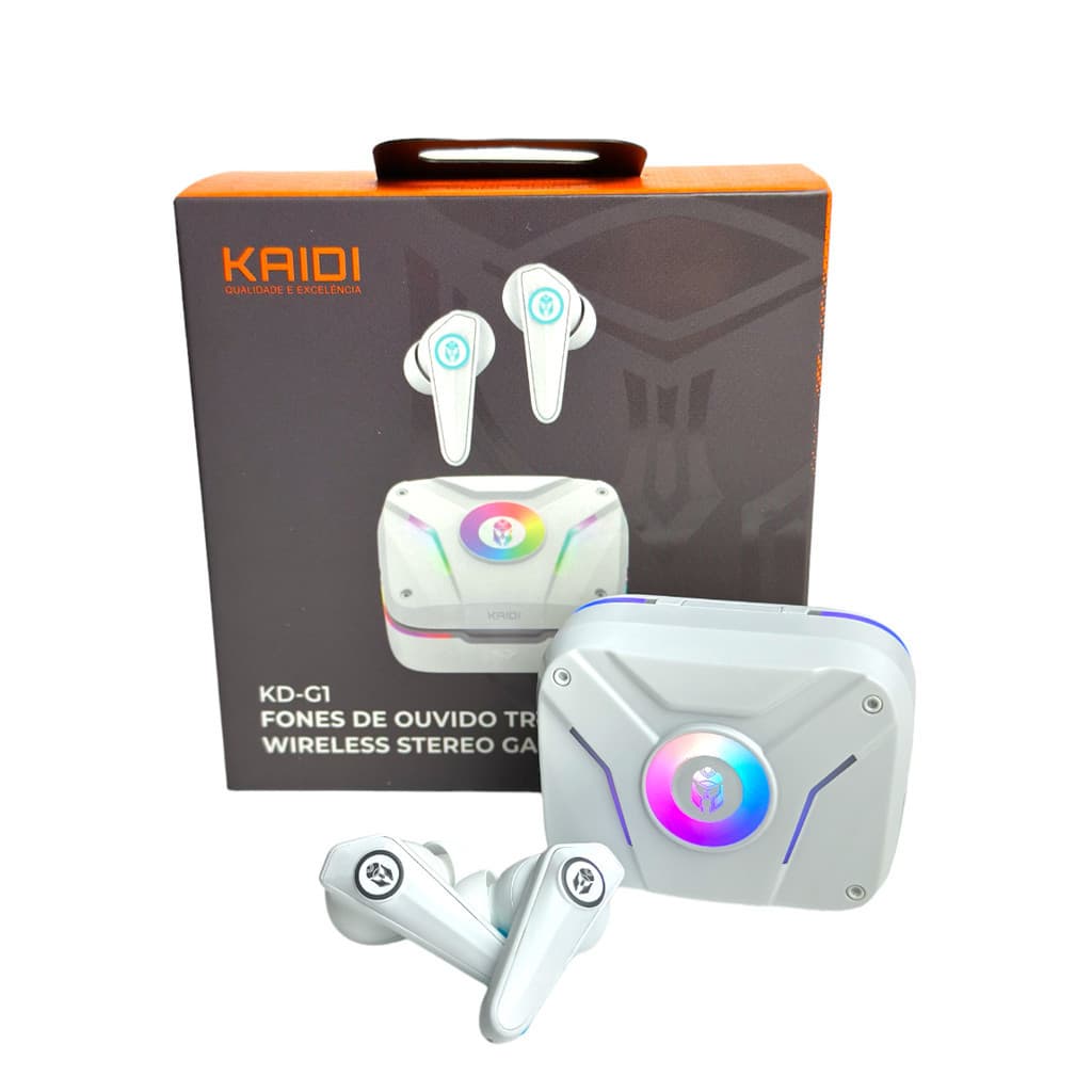 FONE GAMER TWS COM LED RGB FONE DE OUVIDO SEM FIO BLUETOOTH WIRELESS STEREO KAIDI KD-G1 ORIGINAL