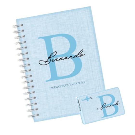Caderneta de Vacina Capa dura - Personalizada - Linho Menino