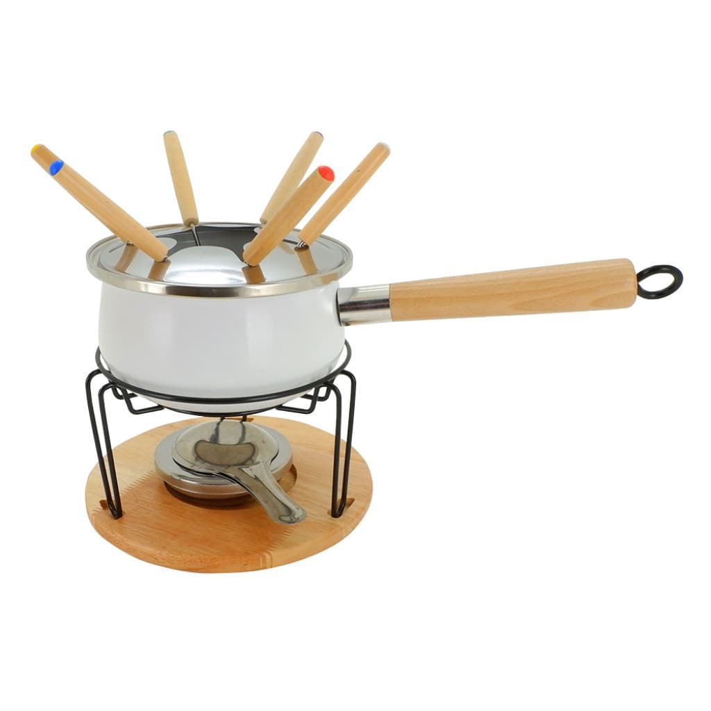 Conjunto e Aparelho para Fondue com Cabo e Base Madeira Mimo Style