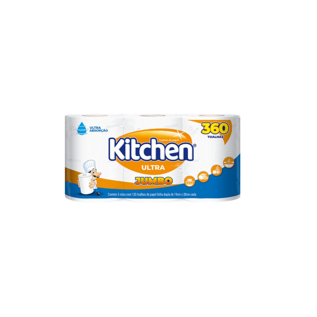 Toalha de Papel Ultra Folha Dupla Jumbo 360 Toalhas Kitchen