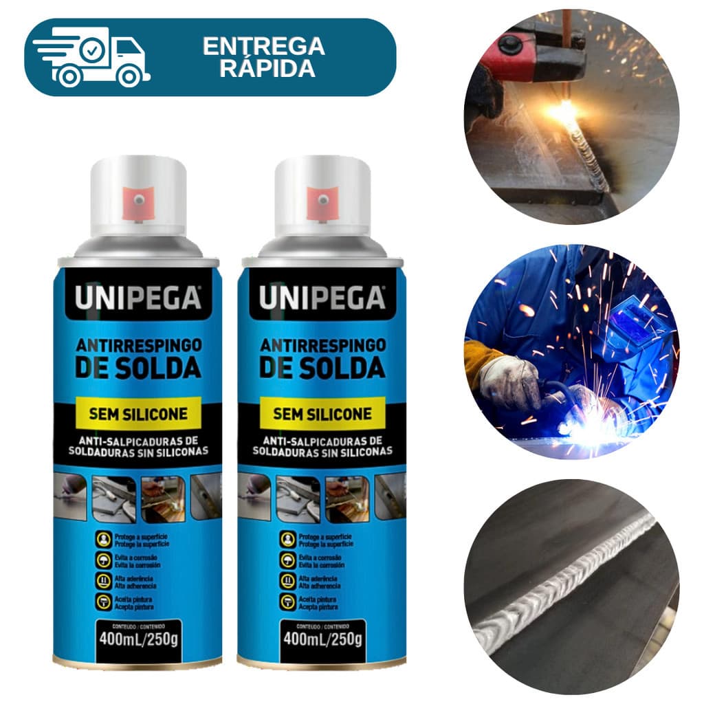 Kit 2 Antirrespingo De Solda Sem Silicone 400ml Permite Pintura Spray Unipega Profisssional