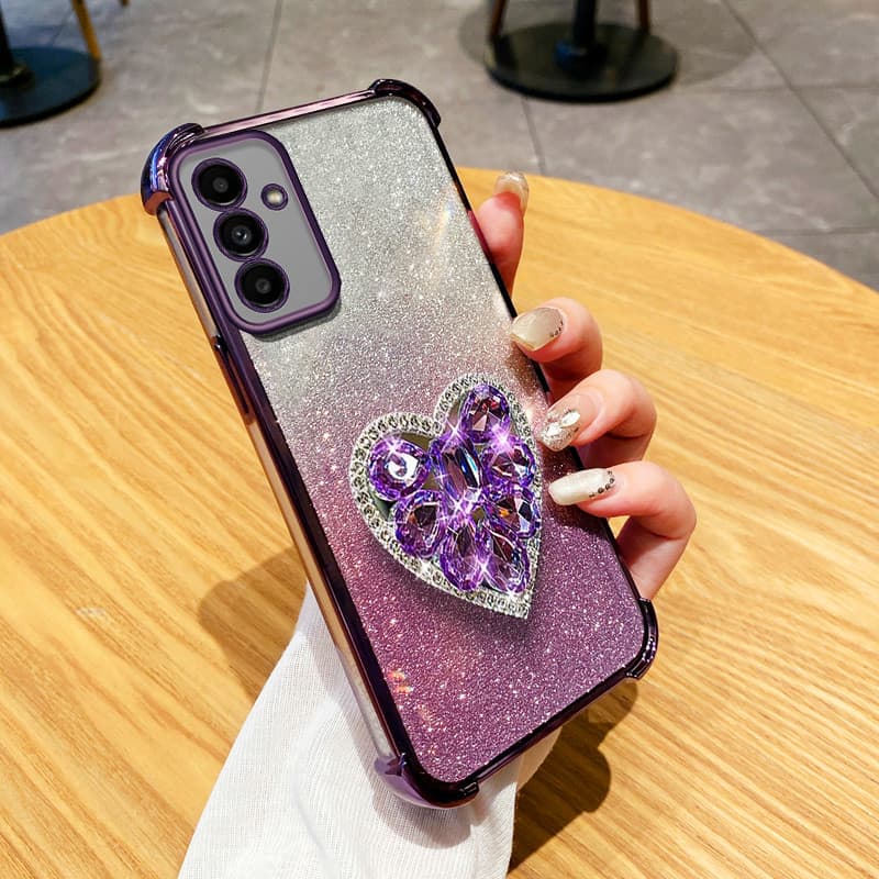 Para Samsung Galaxy A55 A35 A25 A54 A34 A56 A36 A26 A16 5G A15 A14 A13 4G 5G A24 A04S 4G Diamante Amor Coração Suporte A