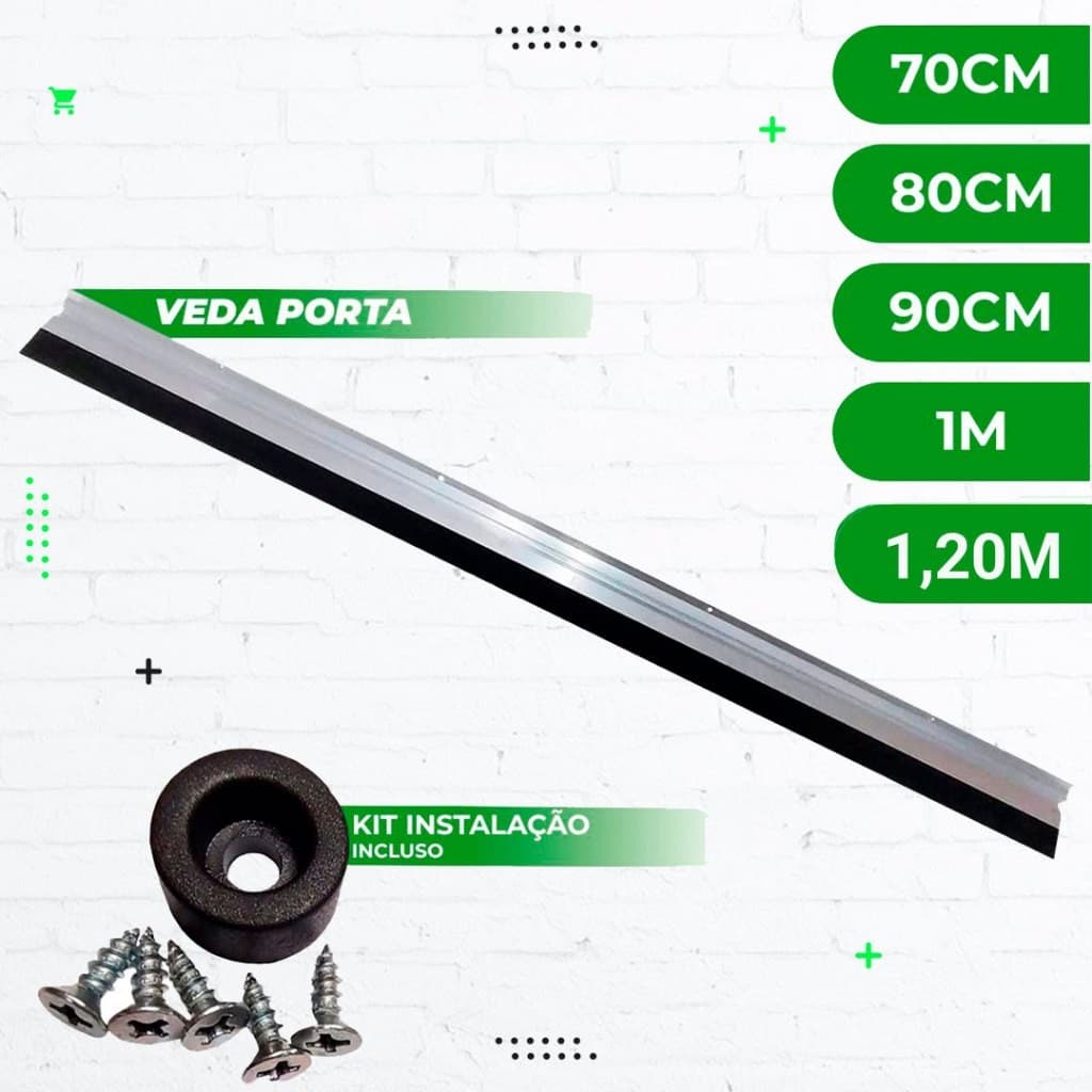 Kit 2 Protetor de Porta  Veda Porta Impérmeavel Veda Porta Em Alumínio 70, 80, 90cm, 1m e 1,20m
