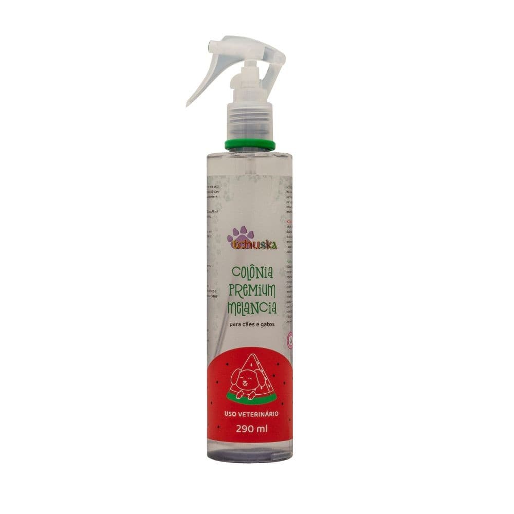 Colônia Premium Melancia Tchuska Perfume Frutal Fresco Duradouro para Cachorros Gatos 290ml