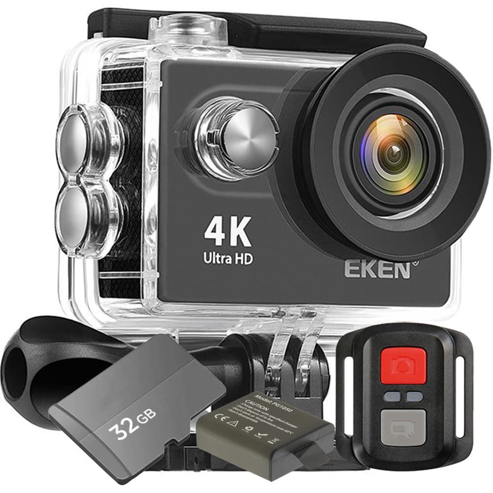 Kit Câmera Filmadora Eken H9R 4K Wi-Fi 32GB + Bateria Extra Estabilizador de Imagem Controle Remoto