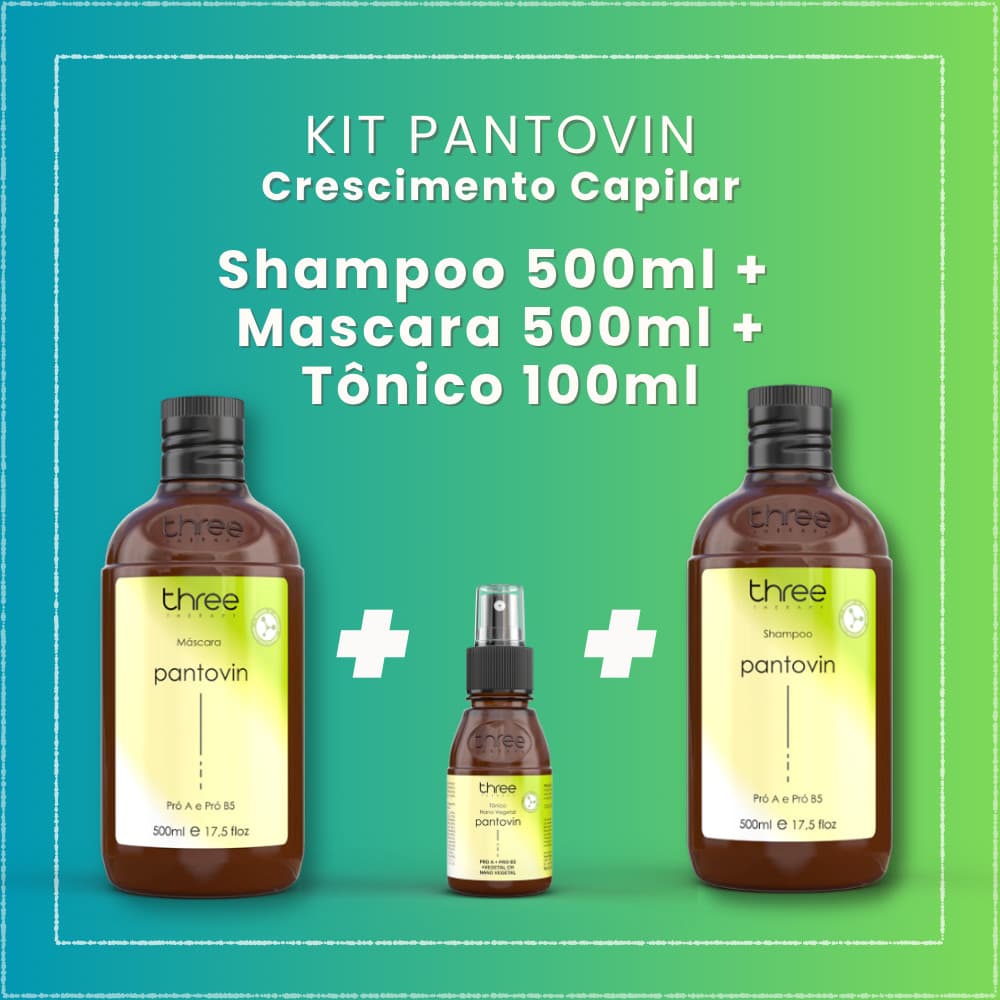 Kit Pantovin Crescimento Capilar Shampoo 500ml + Máscara 500g + Tônico 100ml
