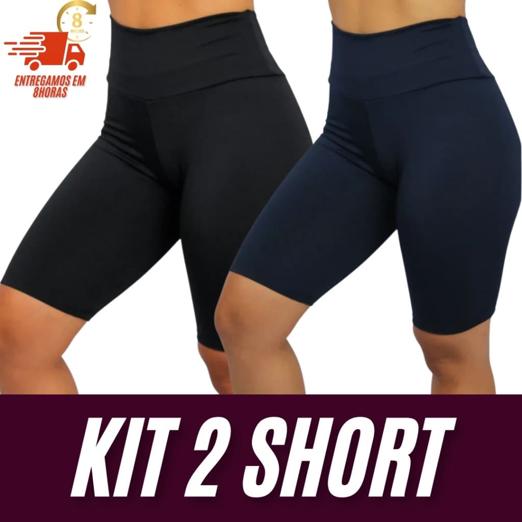 Kit Bermuda Feminino Legging Academia Shorts Suplex Cintura Alta