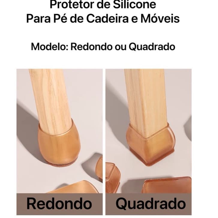 kit 4/8 Protetor de Silicone e Feltro Para Pé de Cadeira