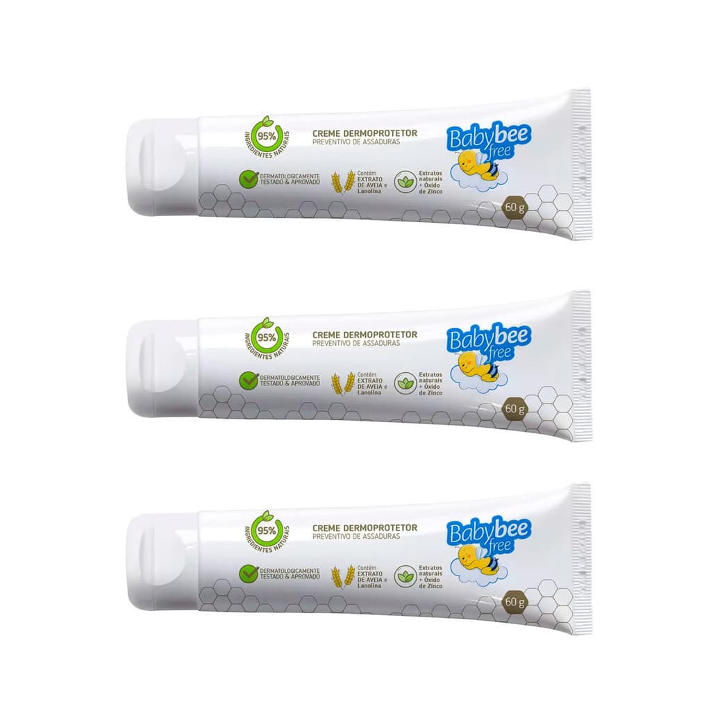 Baby Bee Kit 3un Pomada Para Assaduras Creme Dermoprotetor - 60g