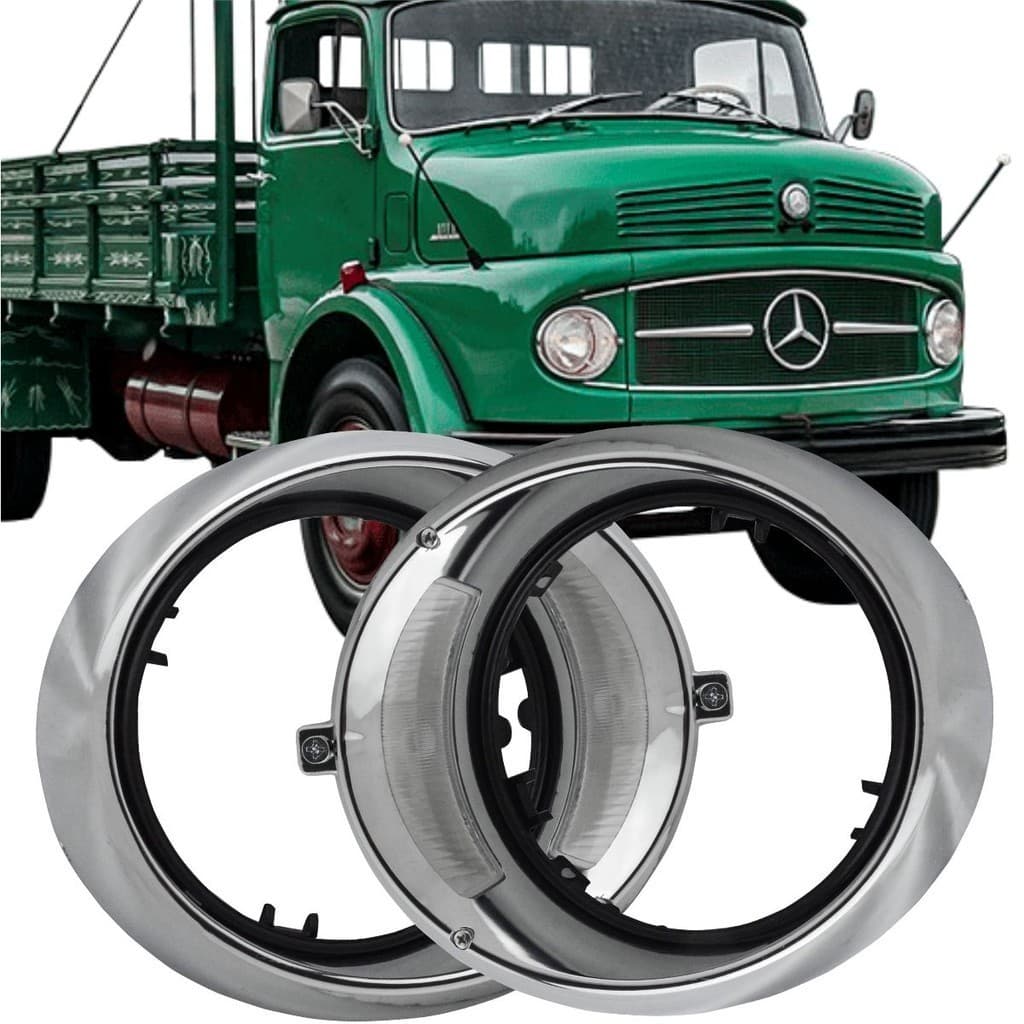 Par Aro Cromado Farol Mercedes 1111 1113 1313 de 1973 a 1982
