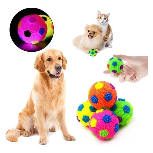 Kit 4 Brinquedos Pet Interativo Bola Bolinha para Cães cachorros Gatos com som e Luz Led
