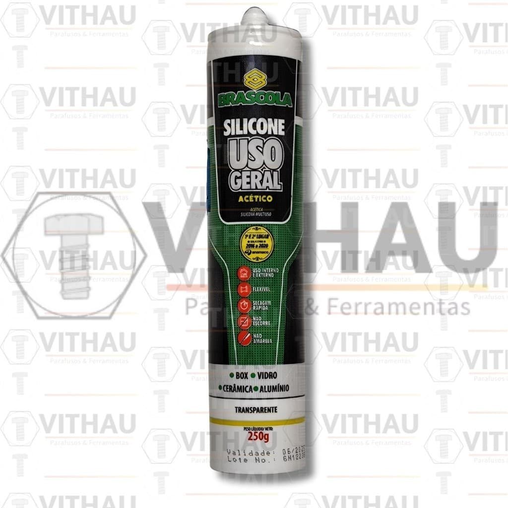 Silicone acético uso geral transparente 250g Brascola