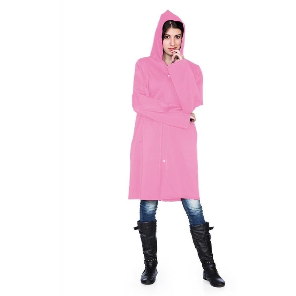 Capa De Chuva Pvc Forrada Tamanho Eg Rosa