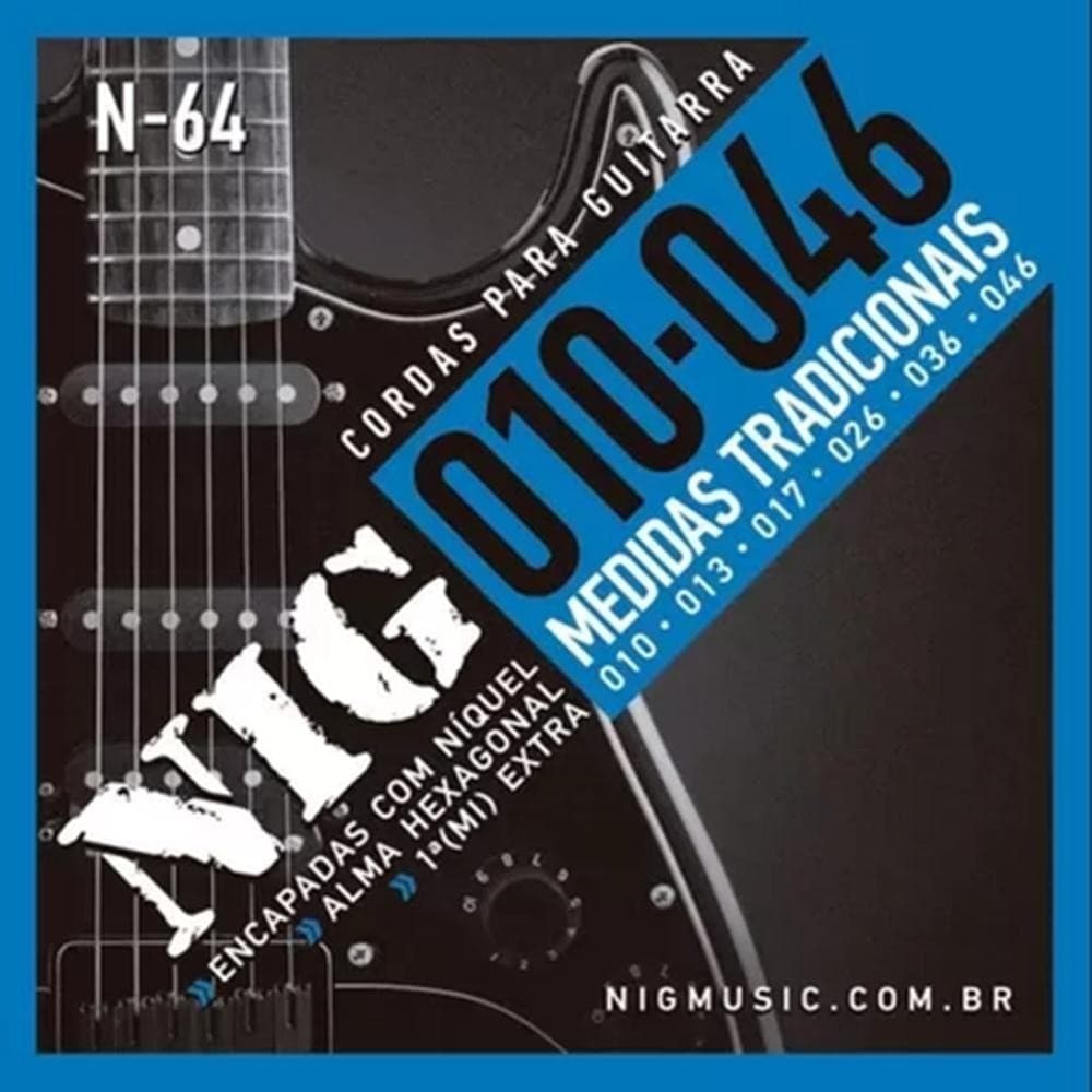 ENCORDOAMENTO NIG GUITARRA .010 N64 C/ PALHETA 1 MI EXTRA