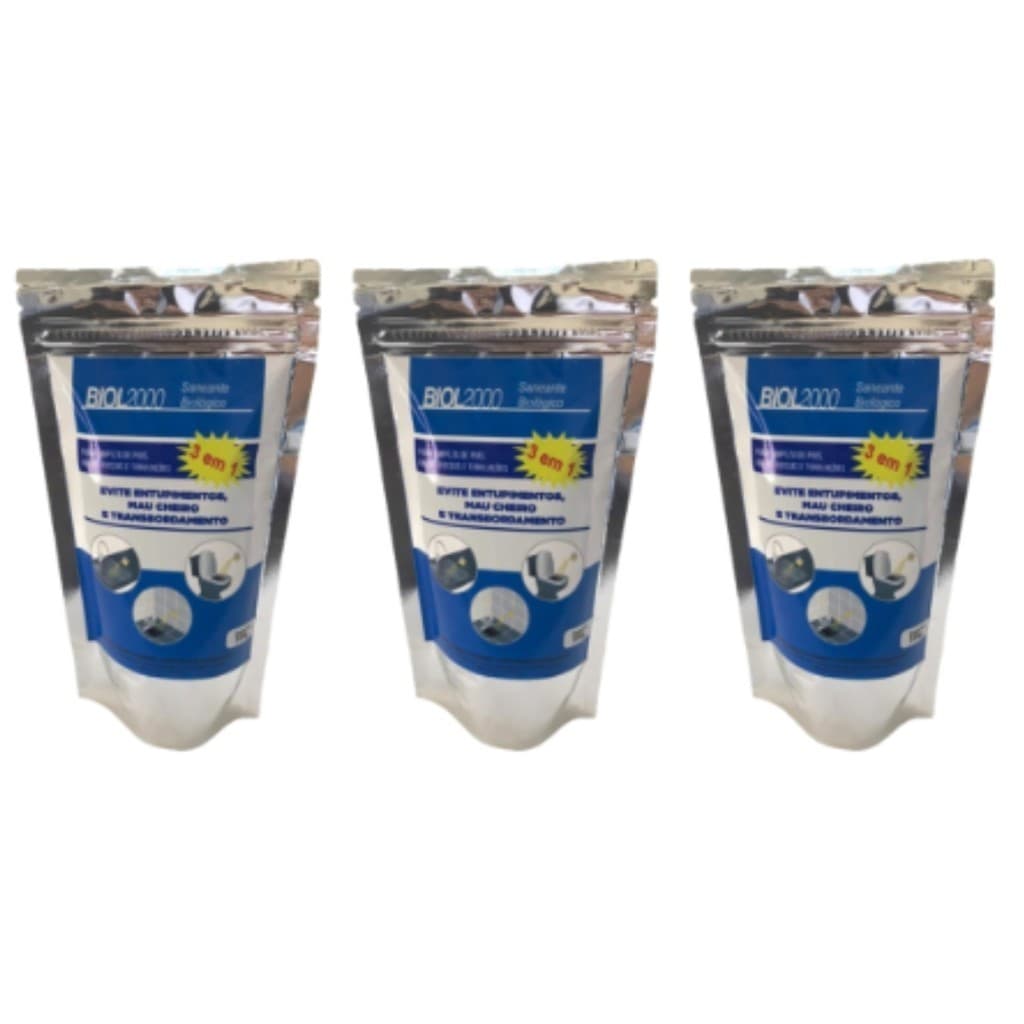 Kit 3un Biol 2000 100g - Limpa Fossa, Caixa De Gordura E Ralos