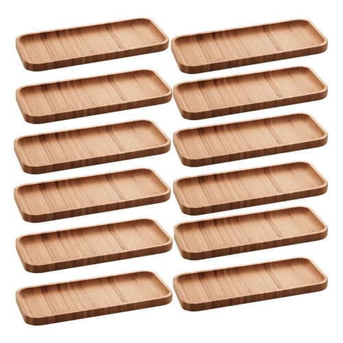 Kit 12 Petisqueiras Bandeja Retangular De Bambu 28x11cm Prat