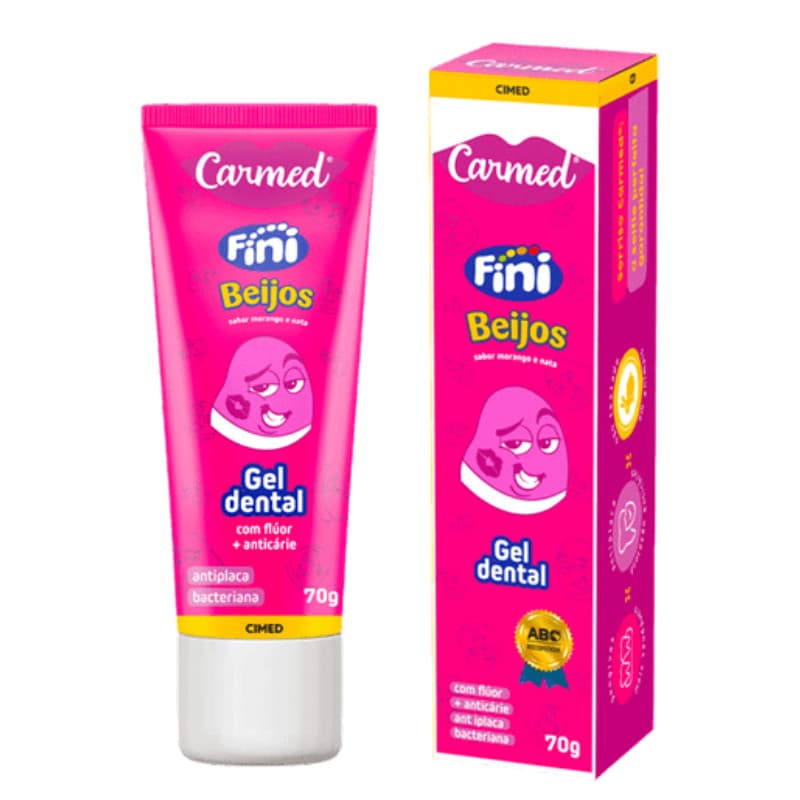 Kit Pasta Dente + Enx Bucal + Hidratante Carmed Fini Beijos