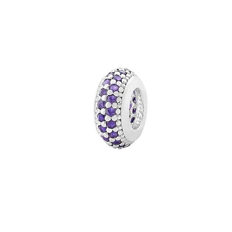 Berloque Prata 925 Separador Zircônia Lilás Com Garantia Compatível com todas Pulseiras Berloque