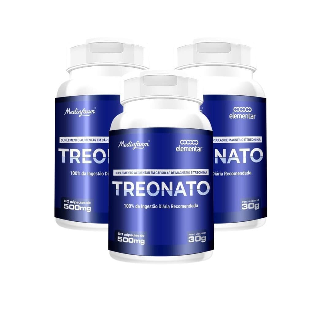 Kit 3 Treonato de Magnésio 60 Cápsulas Elementar