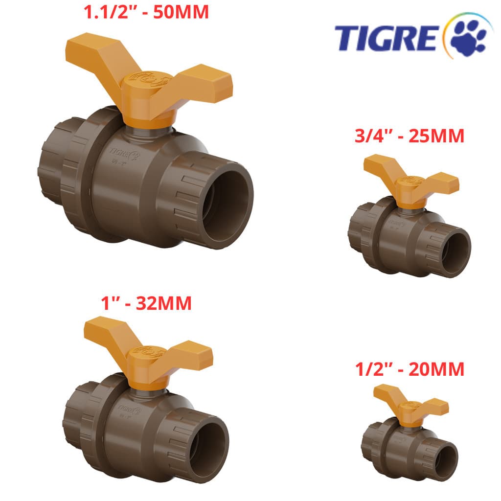 Registro Esfera Vs Com União Tigre Soldável  20mm 1/2 - 25mm 3/4 - 32mm 1 - 50mm 1.1/2 PVC Água