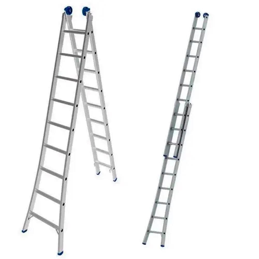 Escada de Alumínio Extensiva 2 x 9 Degraus 2,81 x 4,50 Metros EVALD