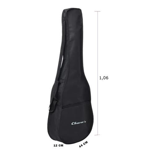 BAG CAPA VIOLÃO FOLK CLÁSSICO SIMPLES EM NYLON COM BOLSO ALÇA DE MÃO E LATERAL ESTUDANTE SEMI IMPERMEÁVEL