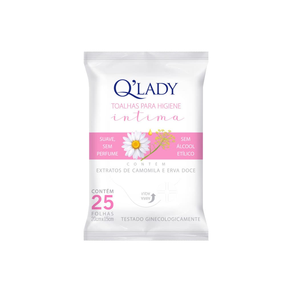 Lenço/Toalha umedecida íntima Q'Lady c/ 25 unidades