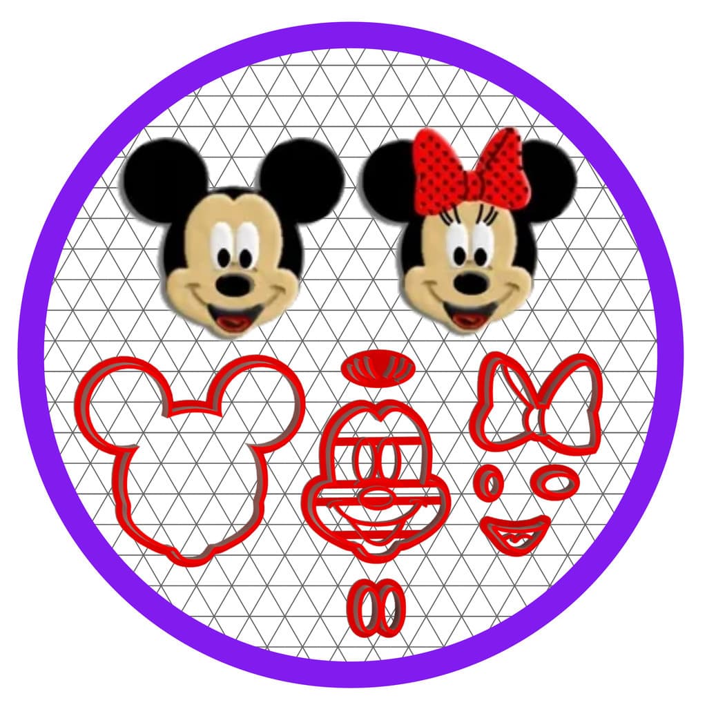 Kit Cortadores Mickey Minnie Biscoito Massa Cupcake 3cm