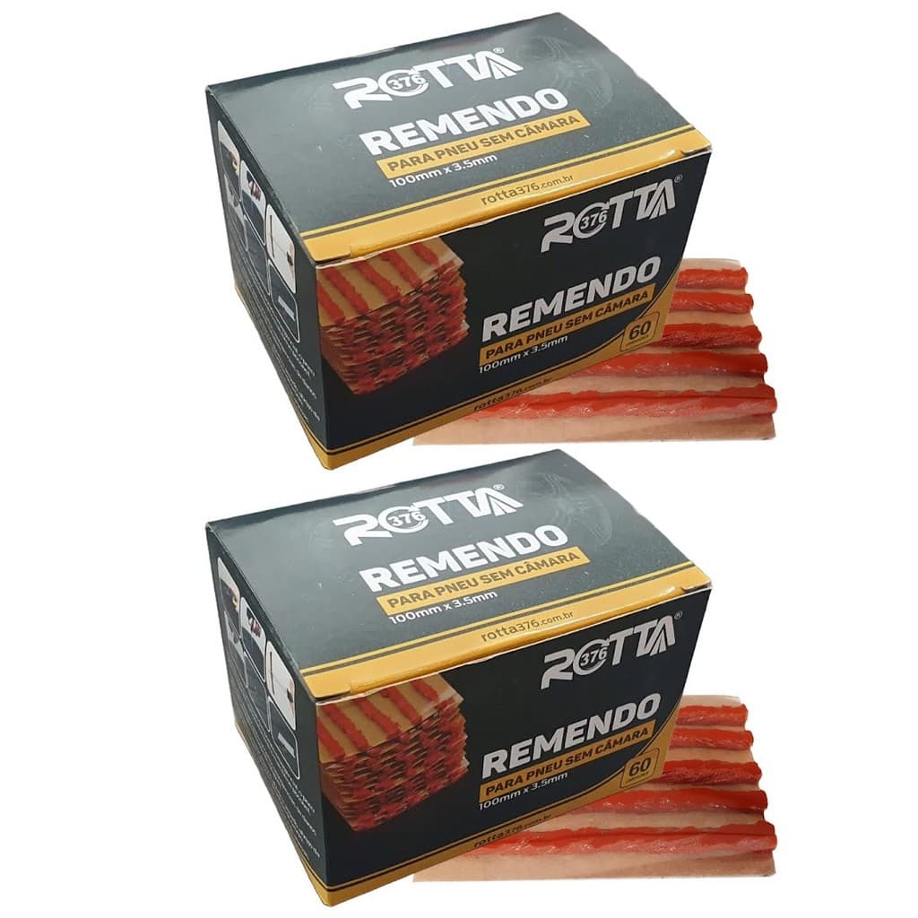 Kit 2 cx Refil Tipo Macarrão Moto 3mm Cx C/ 60 unidades remendo Alta Aderência Vedação Segura Uso Profissional
