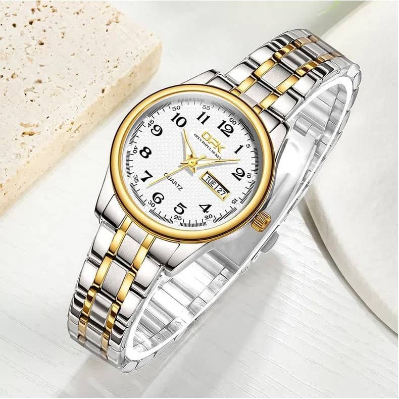 Relógio feminino de aço OPK com Display de calendário e vida à prova d'água H4FZ