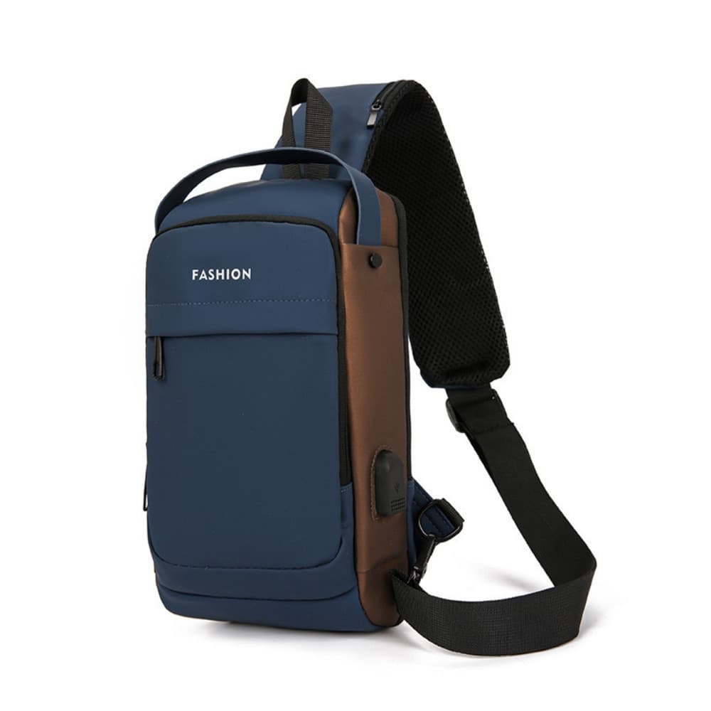 Bolsa Masculina Pochete Transversal Cadeado Ombro Impermeável Tecido Liso Antifurto Bolsa de Peito