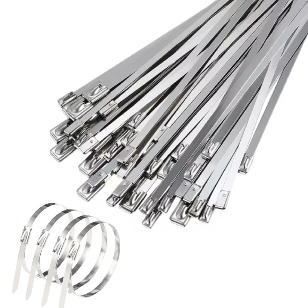 KIT 100 ABRAÇADEIRAS INOX METAL METALICA ZIP TIE 4,6MMX300MM