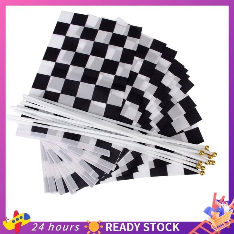 12 pcs . Fórmula Flaqueada 1 F1 Bandeira De Corrida Bandeiras De Acenar À Mão (Preto + Branco)
