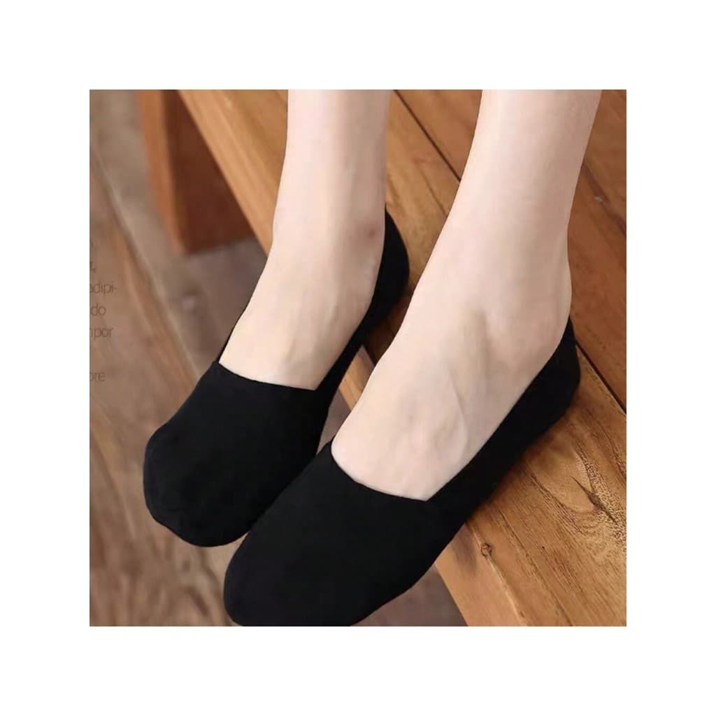 Kit12 Pares Meia Sapatilha Invisível Feminina preto 35-40 Adulto Premium