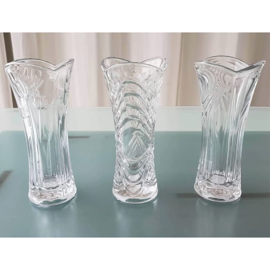 Vaso Decorativo Lyor 17cm em Vidro Lapidado Elegante Resistente Sortido