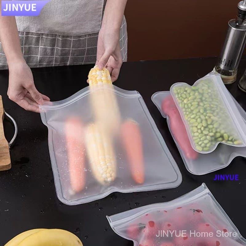 1PCS Reutilizáveis à prova de vazamento Silicone Food Storage Containers Stand Up Zip Shut Fresh Cup Bag Wrap