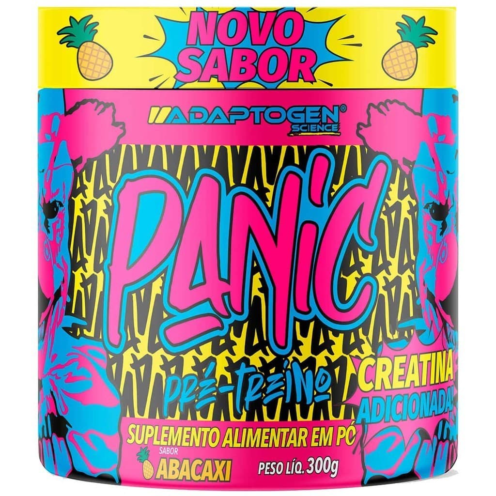Pré Treino Panic Adaptogen Super Concentrado 300g Abacaxi Novo Panic Explosão de Sabor e Potência