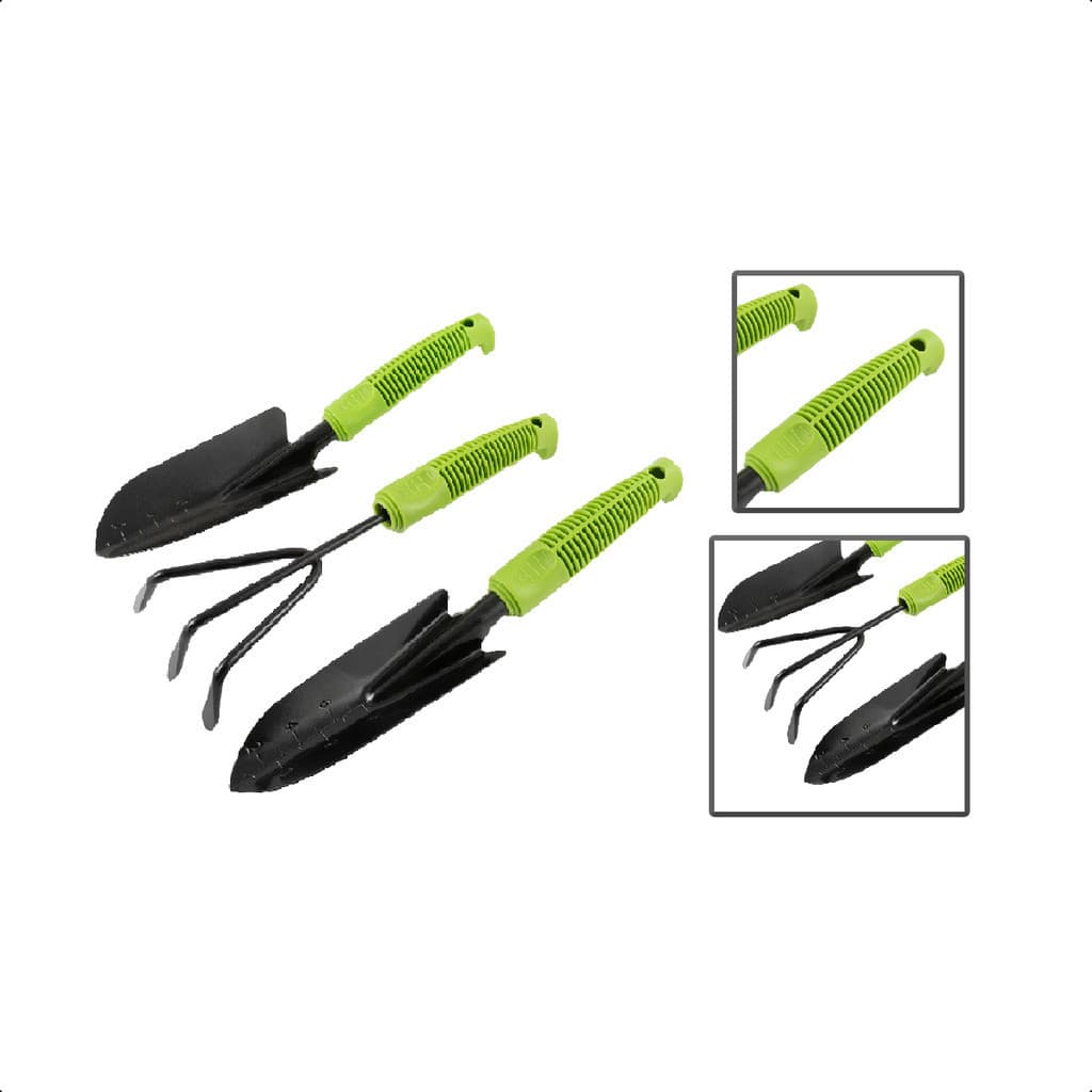 Kit Jardinagem 3 Peças Pazinhas e Ancinho (Rastelo)