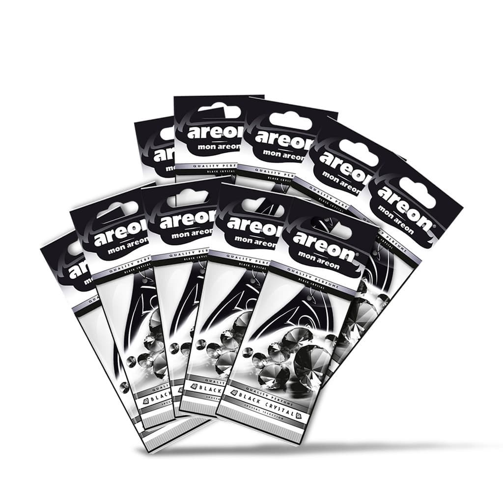 10 UN AROMATIZANTE AUTOMOTIVO MON BLACK CRYSTAL AREON
