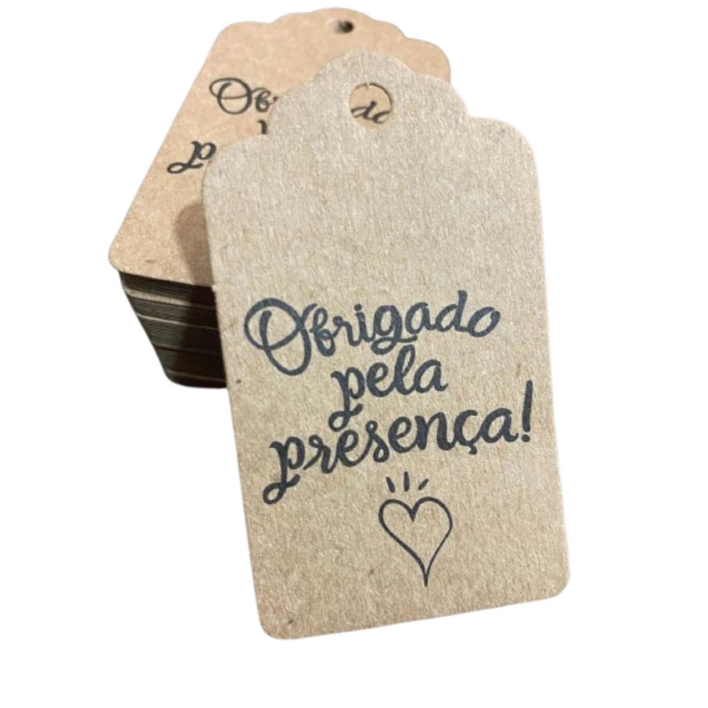 100 Tags Kraft Obrigado Pela Presença Cordão Incluso