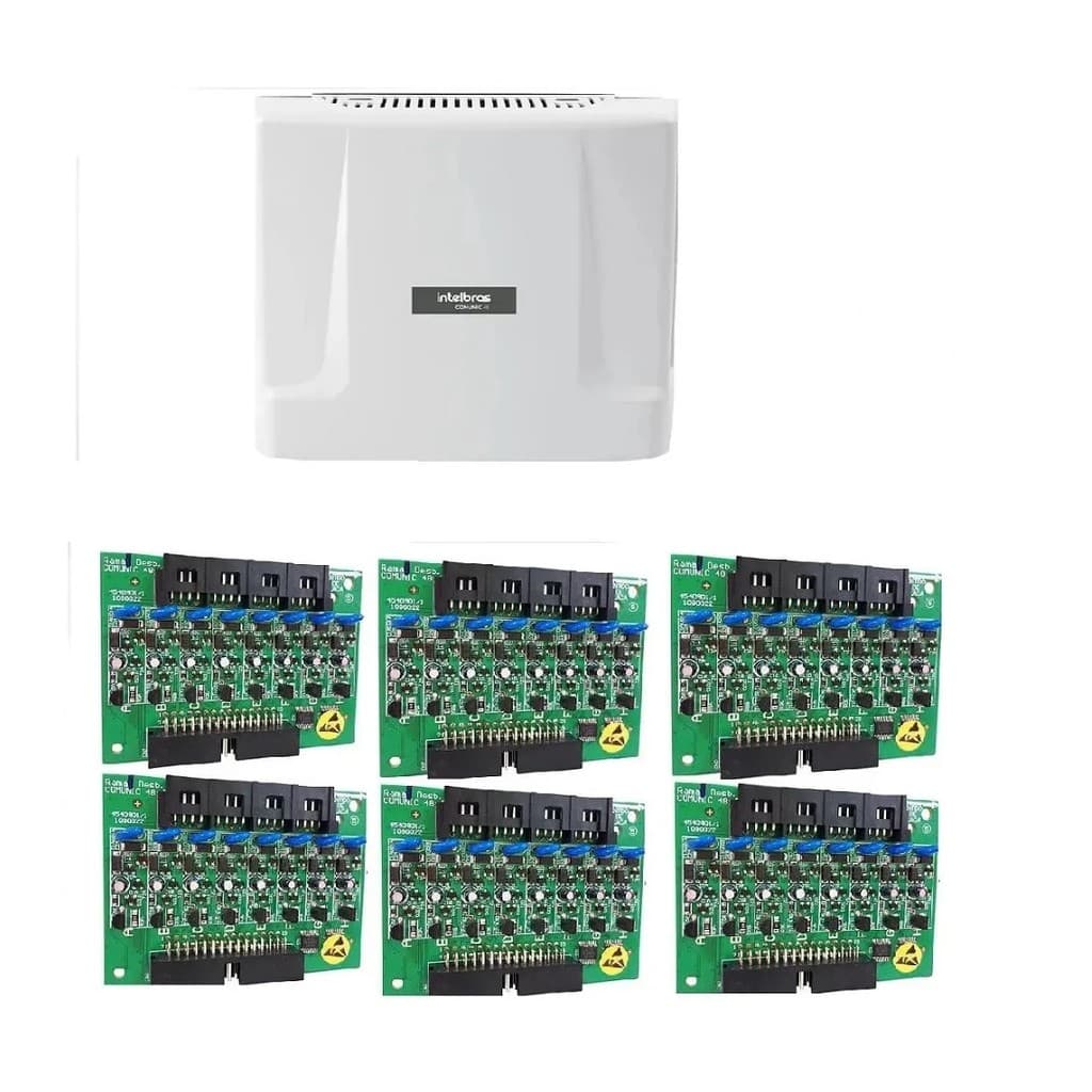 Kit Central De Interfonia e Comunicação Condominial + Placa P/ 48 Ramais - Intelbras Comunic 48