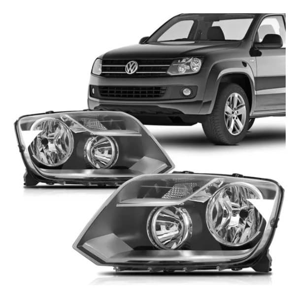 Par Farol Amarok 2010 A 2022 Foco Duplo Mascara Negra