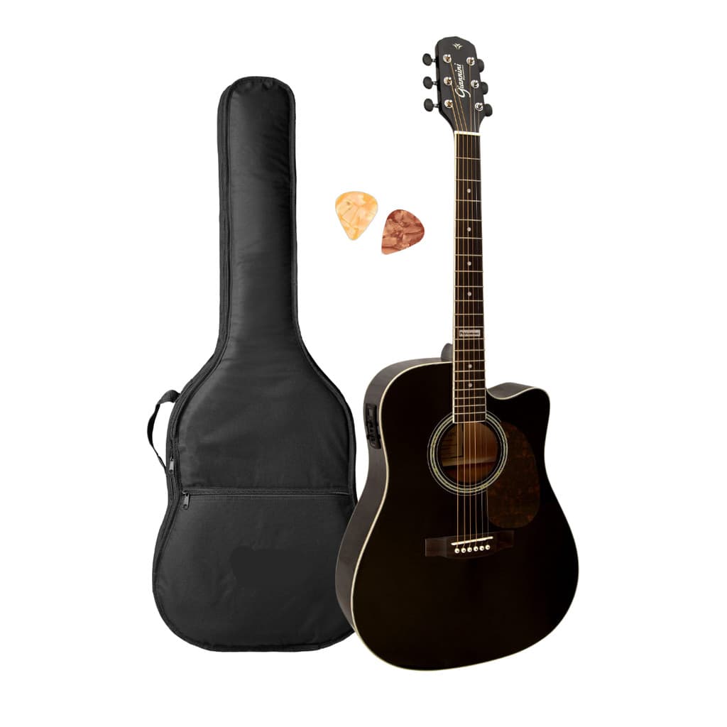 Violão Aço Giannini Elétrico Folk Aço GF-1D CEQ BK Preto Brilhante Tarrachas Blindadas + Capa