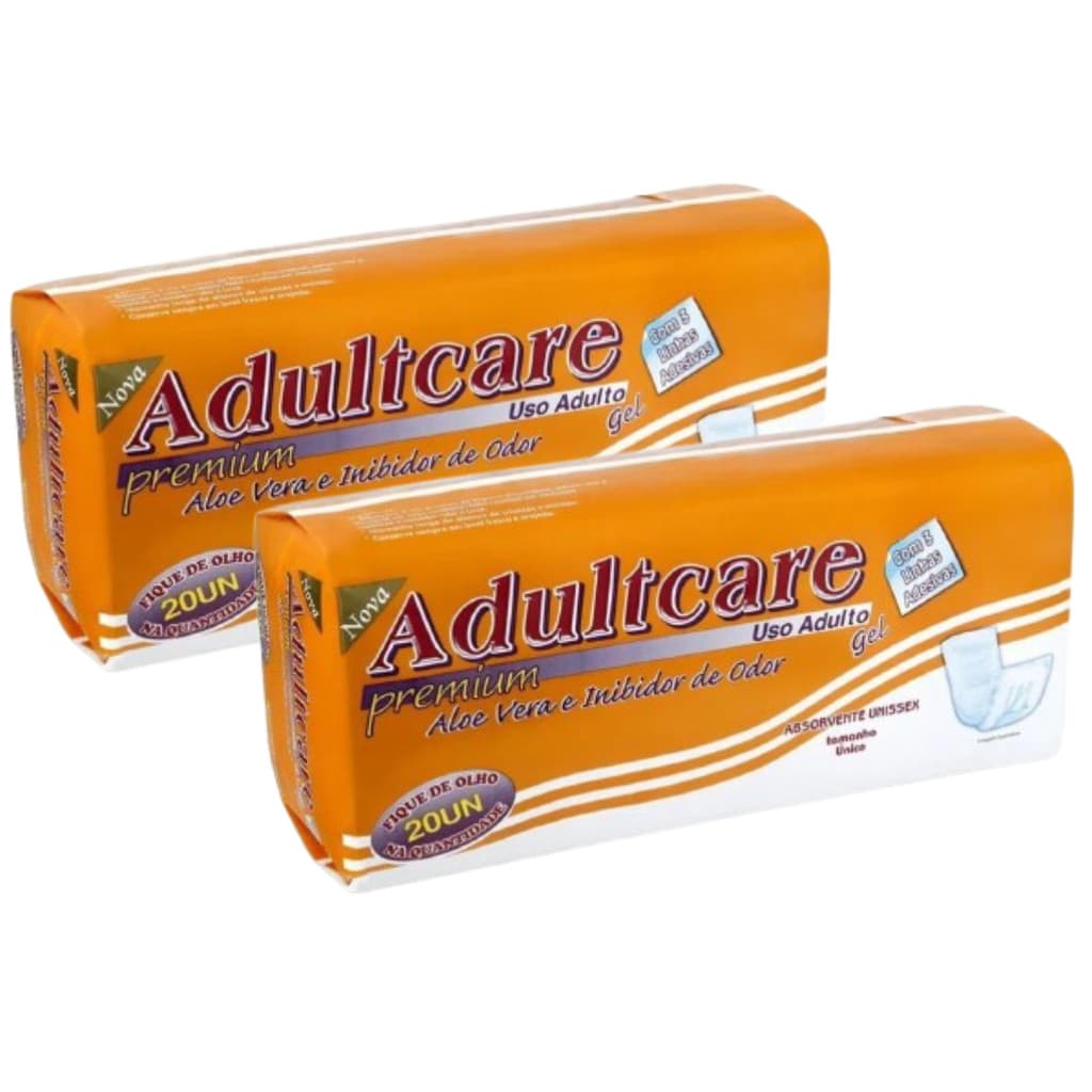 Kit 2 Absorvente Geriátrico Adulto com Cola Adultcare Premium - Total de 40 Unidades