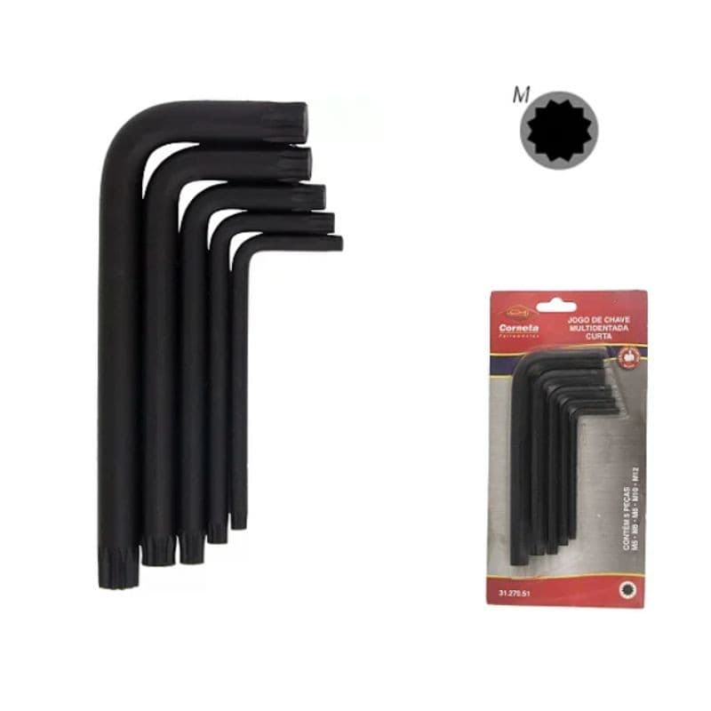 kit chave multidentada jogo 5 chaves multi dentada M5 ao m12