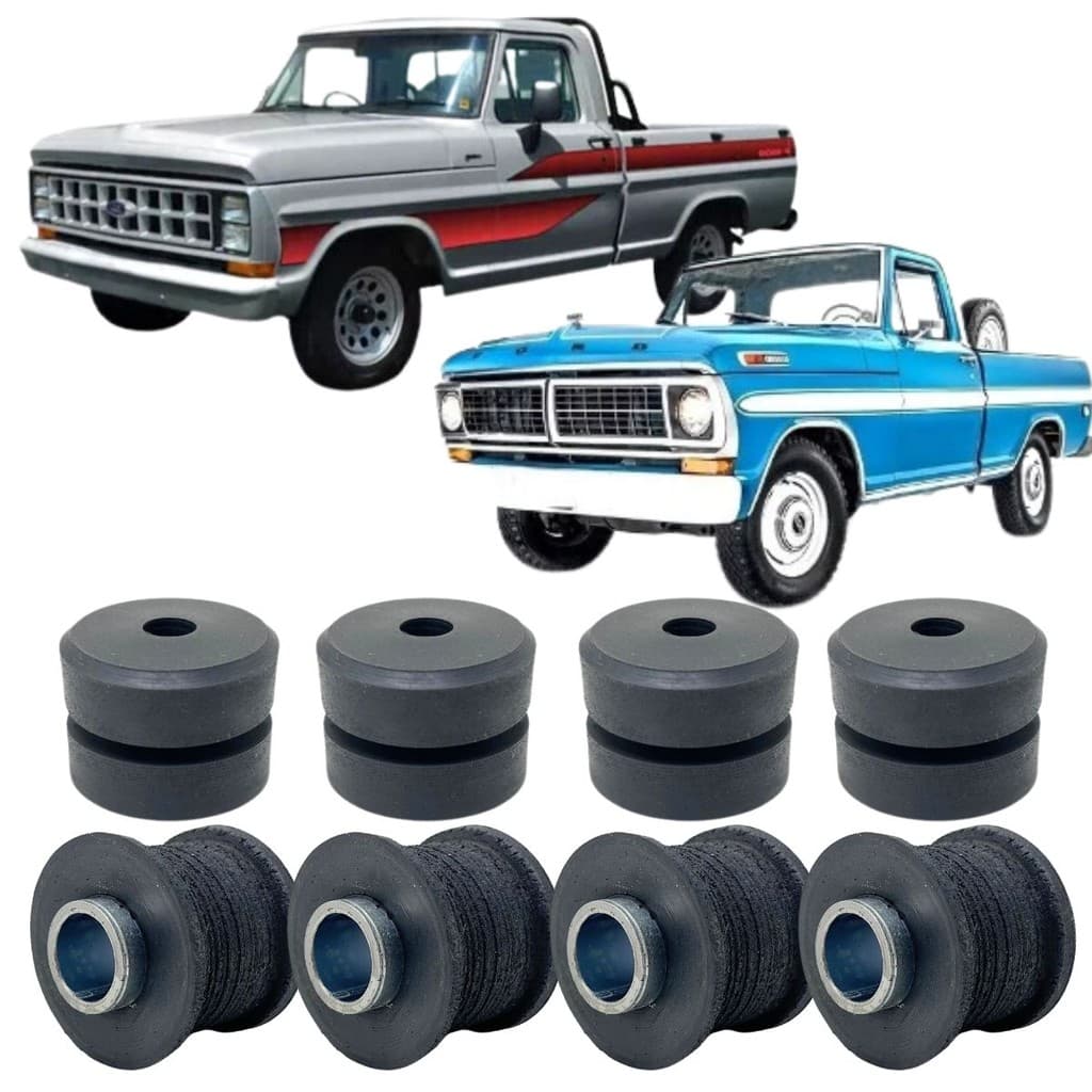 KIT 8 BUCHA BORRACHA DOS AMORTECEDORES DIANTEIROS E TRASEIROS FORD F100 F1000 F2000 1972 A 1992