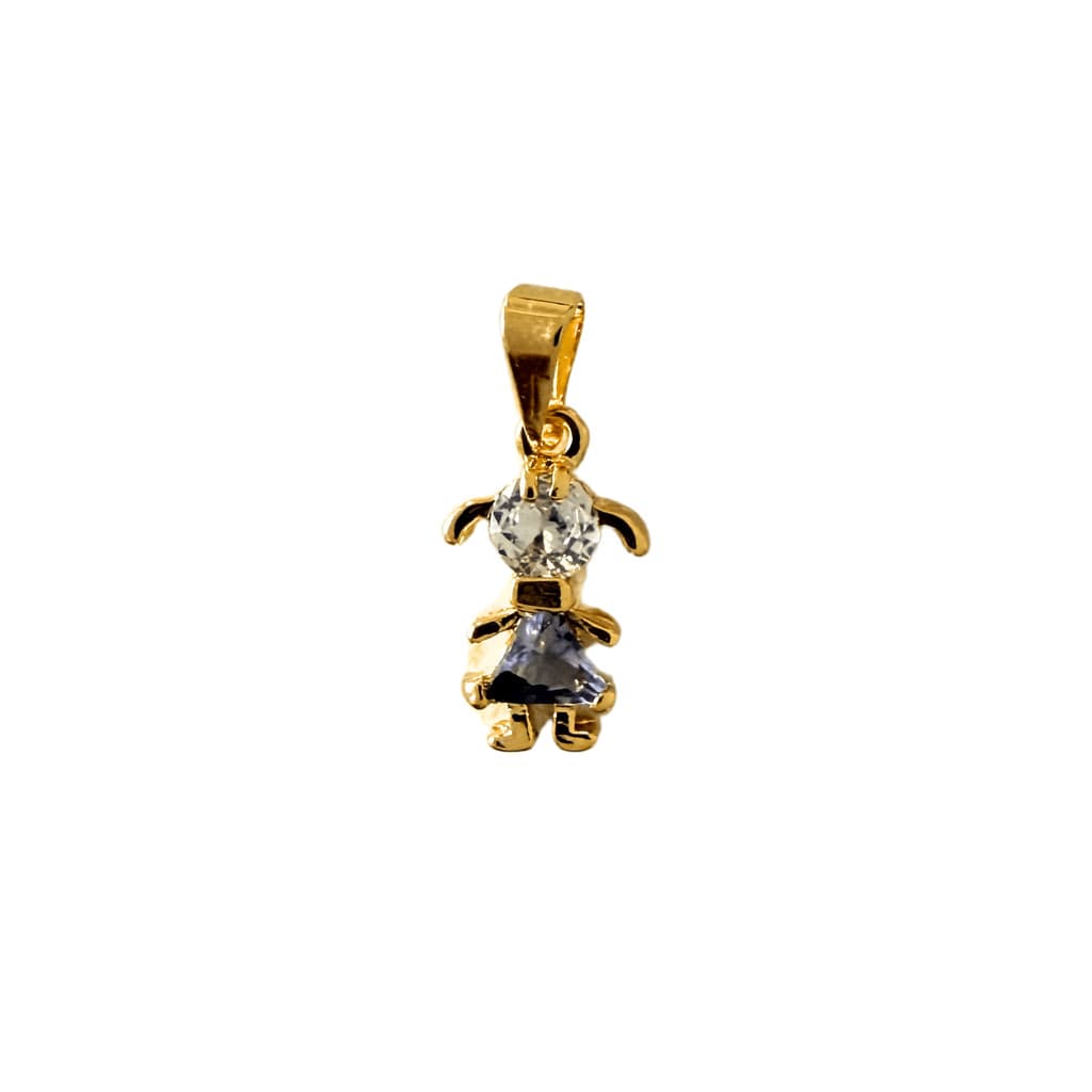 Pingente Menina Banhado a Ouro 18k Corpo Triângulo Lilás Semijoia Ciela