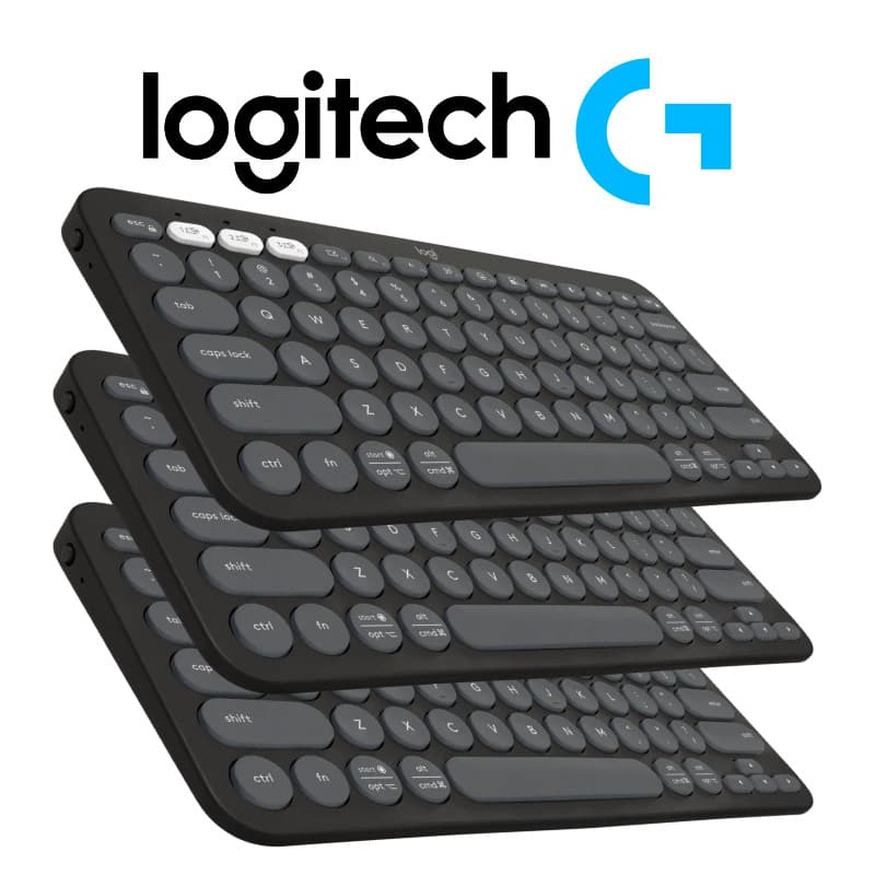Kit 3x Teclado Bluetooth LOGITECH K380S Pebble Key 2 Grafite