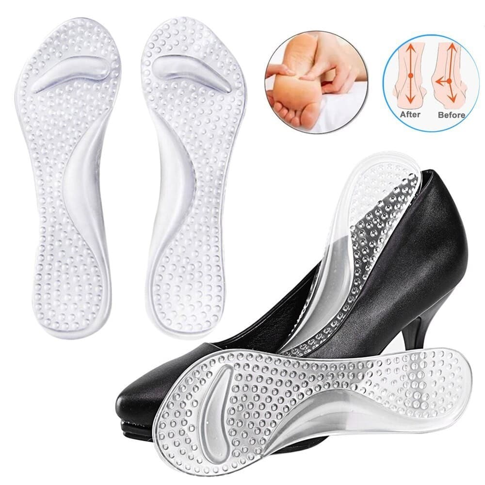 1 Par De Palmilhas Ortopédicas Para Salto Alto Suporte Arco De Gel De Silicone Inserções Massagem Pés